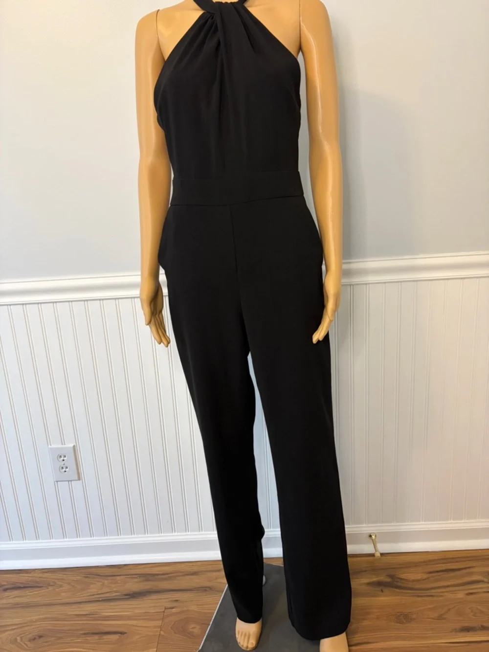 Express Black Halter-Neck Staight Leg Jumpsuit - Size 6 - Picture 7 of 9